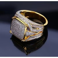 Exquisite Gold Color Inlaid White CZ Women Rings Engagement Fashion Party Daily Wear
