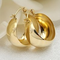Fashion Classic Design Golden Plated Chunky Hoop Earrings for Women Elegant Banquet Vacation Versatile Jewelry Accessories Gifts