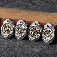 Ethnic Style Four Great Divine Beasts Pendant For Men Jewelry Retro Golden Tortoise Rosefinch Dragon Tiger Necklace Male Gift