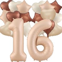 40inch Cream Color Foil Number Balloon Set Big Foil Heart Star Helium Balloons for Boys Girls Birthday Party Wedding Decorations