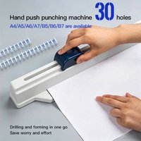 30 Hole Punch A4 B5 A5 B6 A6 B7 A7 Loose Leaf Notebook Planner Paper Hand Push Heavy-duty Puncher for School Stationery Supplies