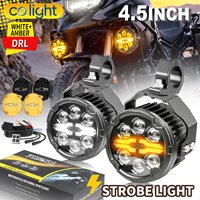 colight 4,5" Runde Motorrad-Fahrleuchte, blendfreie, klare Abgrenzungslinie, LED-Arbeitsscheinwerfer, zweifarbige DRL-Stroboskop-Warnleuchte für Motorrad, ATV, UTV, 2 Stück, für den Offroad-Einsatz.
