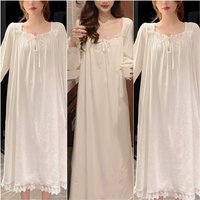 Women's Pajamas Long-Sleeved Princess Style Nightgown Lace Court Style Loose Large Size Ladies Home Wear Pajama Dress Sweet Girl