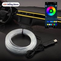 1/2/3/4/5M Car Interior RGB LED Light Strip Ambient Neon Invisible Light USB Fiber Optic Atmosphere Lamp Support APP Control