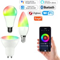 15W/5W Tuya Smart Bulb RGB Dimmable 2700K-6500K LED Light Bulb Work With Google Alexa WIFI Zigbee Bluetooth Voice Control APP
