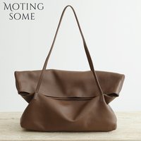 MOTINGSOME Soft Genuine Leather Fold Handbag Roomy Shoulder Handbags Minimalism Tote 2026 New in Slack Flip Tote Portable Purse