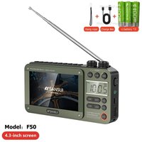 Portable Retro FM/MW/SW Radio Receiver with 4.3inch Screen Video Music Player Bluetooth Speaker Supports TF Card & USB AM Band