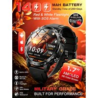 NEW Military 1400mAh Battery SmartWatch Men Outdoor LED Flashlight IP68 Waterproof Heart Rate SOS Bluetooth Call Sports Bracelet