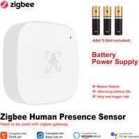 Smart Life Zigbee 24G MmWave Radar Motion Sensor Human Presence Detector Battery Powered Breathing Monitor for Home Automation