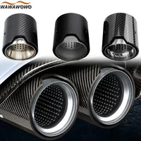 2Pcs Exhaust End Tips Carbon Fiber Tail Pipes Clamp Bolt Connection Stainless Steel Muffler for BMW M2 F87 M3 F80 M4 F82 F83