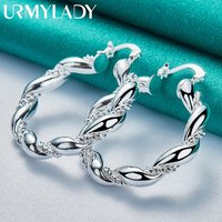 URMYLADY 925 Sterling Silver Rope Ear Loops Earrings For Women Wedding Engagement Fashion Charm Jewelry