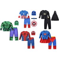 Superhero Muscle Costume Set Captain Spider Bat Hero Cosplay Outfit Mask Cape Halloween Carnival Party Role Play Dress Suit image 4
