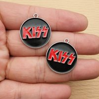 10pcs KISS Charm for Jewelry Making Necklace Earring Keychain Phone Pendant Diy Accessories Alloy Metal White Plated