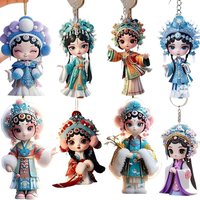 Chinese Style Peking Opera Keychain Dramatic Puppet 2D Acrylic Plane Pendant Keyring Schoolbag Car Interior Girls Accessories