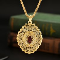 The Shape Of A Horse's Eye Pendant Necklace Arabic Women Necklace Gold Color Caftan Sweater Chain Bride Wedding Jewelry Gift