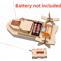 DIY Remote Control Boat Toys Wooden RC Boat Electronic Kids Handmade Building Educational Experimental Model Kit Puzzle Toy