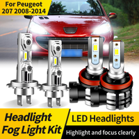2PCS LED Headlight Bulb Kit H7 High Low Beam H11 Fog Lights 6000K White Bulbs Bright Lamp Canbus For Peugeot 207 2008-2014