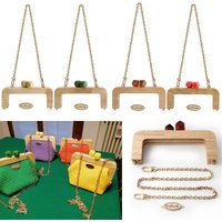 1Set Women's Knitting Crochet Bag Material Set Chain Wooden Handle Label Birthday Gift DIY Handmade Bag Making Accessories