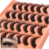 14 Pairs Natural Look Faux Mink False Eyelashes Cat Eye Extensions Black Thick Fluffy Lashes Pack for Volume & Length