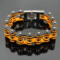 Titanium Stainless Steel Men Women Bicycle Biker Bracelets Orange Black Simple Man Motorcycle Bike Chain Bracelet Bangle Jewelry