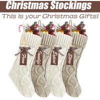 4/6/8PACK Christmas Stockings 18Inches Large Cable Knitted Stocking Xmas Hanging Stocking Decorations with Name Tags