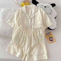 2Sweet outfit setinsFengyunduo cotton pajamas for women, summer thin short-sleeved shorts, youthful style, can be worn outside,