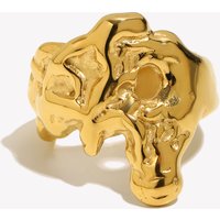 E.B.belle Irregular Meteorite Pattern Ring Stainless Steel Daily Smooth Edge Waterproof Anti-tarnish Jewelry Decoration
