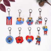 1/10Pcs Bad Bunny Coqui Creative Keychain Accessory Acrylic Charms Pendant For Bag Creative Cute Key Holder Backpack Decoration