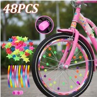 AliExpress NONE 48pcs Bike Spoke Decor Kit, Glow Stars/Reflective Strips/Valve Caps, Safety DIY Bike Decor Accessories