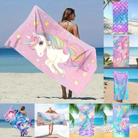 1pc Cute Unicorn & Mermaid Tail Print Quick-Dry Beach Towels for Summer Vacation