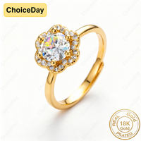 18K Gold Plated Exquisite Luxury Floral Zircon Ring for Women - Fashion Gift Jewelry Wedding Party Accessories