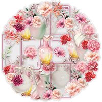 Etori Life Spring Blossom Vase 20Pcs Gentle Pink Watercolor Vase and Floral Vintage Container Collage Decoration Material Stickers for Laptops, Phone Stickers, Photo Albums, Gift Paper Bags, Room