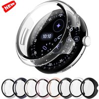 PC Case+film for Google Pixel Watch 4 45mm 41mm Bumper Half-around Anti-scratch Protective Cover + Screen Protector Accessories