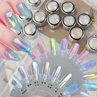 1Jar 0.2g Aurora Pearl Mirror Effect Nail Powders Aurora Chrome Mermaid Nails Art Powder Rainbow AB Glitter Rubbing Dust Pigment