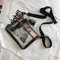Square PVC Messenger Bag Large Capacity Button Transparent Crossbody Bag with Removable Strap Waterproof Casual Shoulder Bag