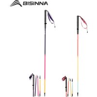 BISINNA Ultra-light Trekking Poles Quick Lock Folding Hiking Sticks Carbon Fiber Trailing Running Canes Nordic Walking Sticks
