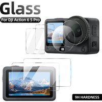 9H Glass for DJI Osmo Action 6 5 Pro, Screen & Lens Protector Clear Ultra-HD Tempered Glass Anti-scratch Film Accessories
