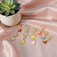 10Pcs Colorful Love Metal Keychain Set Exquisite Heart Shaped Pendant Personalized Bag Key Decoration