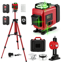 Lasernivelliergerät mit Stativ, selbstnivellierend, 4 x 360 ° 4D 16-Linien-Laser-Nivelliergerät mit 4800-mAh-Akku, grüne Laser-Wasserwaagen mit Pulsmodus, schwenkbare Basis, Fernbedienung,