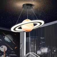 Planet Light Children's Room Chandeliers LED Astronaut Glass Ball Lamp Modern Warm Nursery Baby Room Boy Girl Bedroom Chandelier