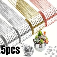 1/5pcs Disco Ball Mirror Sticker Self-Adhesive Handmade Glass Mosaic Set Square Tiles Mirror for DIY Party Decor Collages Craft