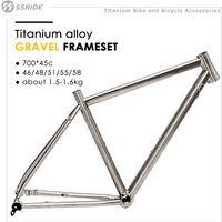 55RIDE 7 Pcs Titanium Gravel Frameset Bike Parts, Carbon Fork, Stem, Seatpost, Clamp, Headset, Thru Axle, Rear Rack