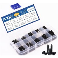 1000pcs/set M1/M1.2/M1.4/M1.7 Round Cross Head Stainless Steel Screws Pan Self Tapping Screw Set Assortment Kit Black