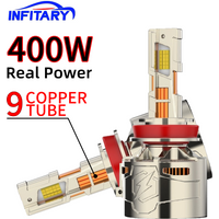 Infitary 9 Kupferrohr 400W H7 LED-Scheinwerferbirne Hochleistungs-H4 H1 H11 H18 H19 9005 9006 9012 Auto-Nebelscheinwerfer Auto-Beleuchtungssystem