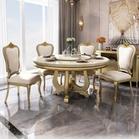 6 Person Gold Dining Table Luxury Design Modern Living Room Round Dining Table Restaurant Nordic Mesas De Comedor Furniture Home