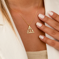 Dainty Potterhead Deathly Hallows Necklace Witchcraft Wizard Geometric Triangle Pendant Charm Gift to Lover for Christmas