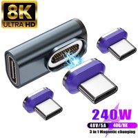 USB-C Female Magnetic Adapter Converter USB4.0 24Pin 240W Type-C to Type-C 40Gbp Fast charge 8K60Hz USB OTG Adapter Thunderbolt3