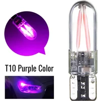 2PCS T10 Glass License Light Headlight Bulb Daytime Running Lamp Universal Pink Purple 194 168 W5W COB LED CANBUS Silica Bright