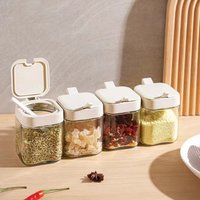 1pc Glass Seasoning Jar with Spoon Sugar Bowl Salt Shaker Pepper Spices Container Kitchen Tools Supplies Storage Spice Boxes