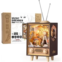 Rolife Music Box Sunset Carnival with Light 3D Wooden Puzzle Kits Toys for Children Kids Birthday Gifts AMT01